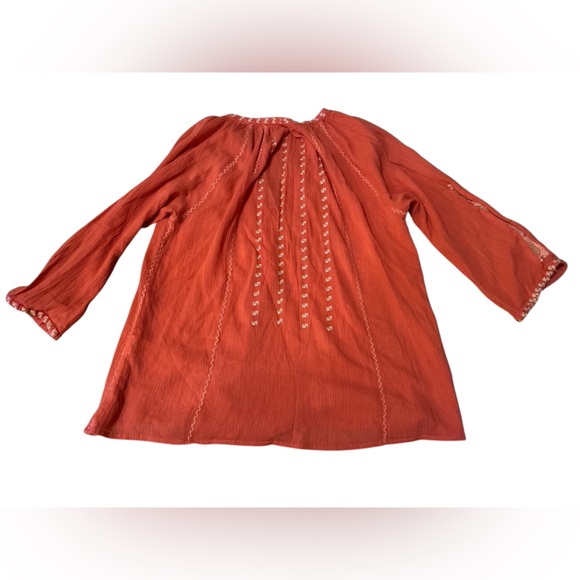 Joie Terracotta Embroidered 100% Cotton Long Sleeve Blouse. Size Medium. - Picture 2 of 13